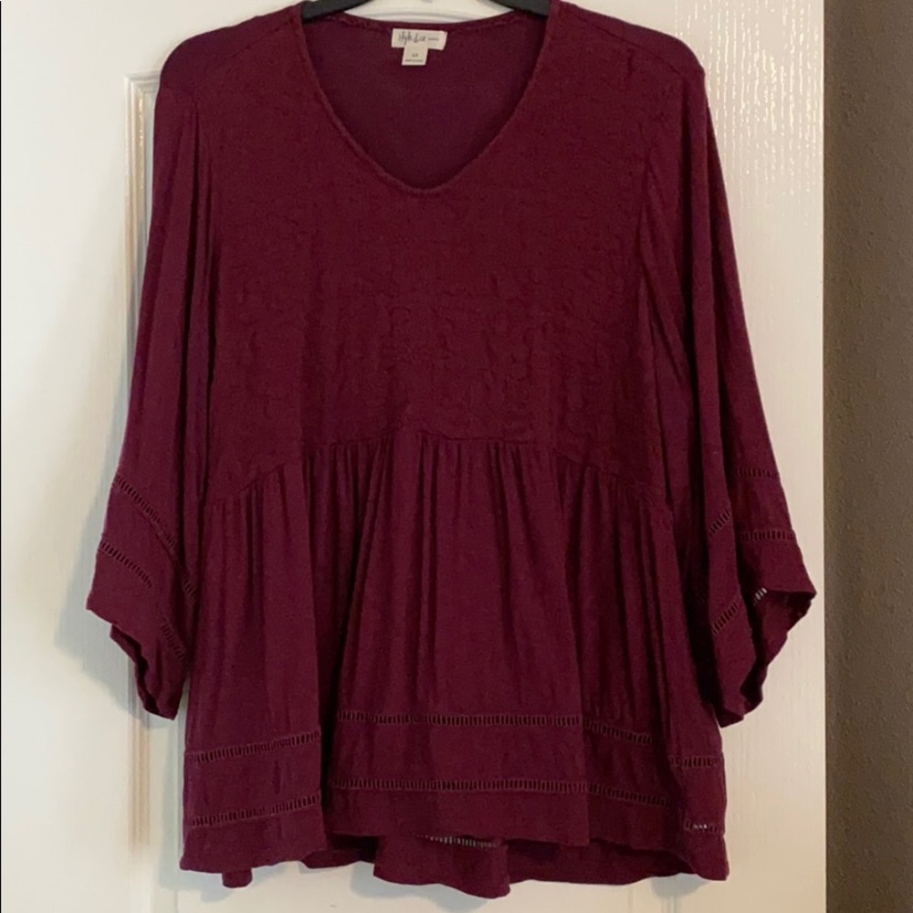 Burgundy babydoll top